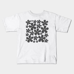 Grey floral flowers pattern design Kids T-Shirt